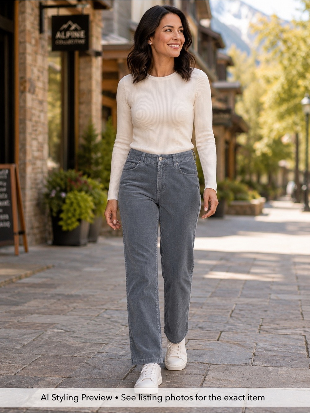Chlorophylle Size 10 Blue Corduroy Stretch Pants Straight Leg